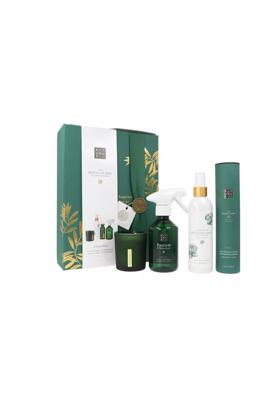 Zestaw Rituals The Ritual Of Jing - Large 2024 Parfum d`Interieur 250ml + Scented Candle 140g + Mini Fragrance Sticks 70ml + Laundry Deluxe Refreshing Spray 250ml